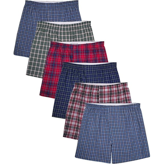 Fruit of the Loom Men's Tag Free Woven Boxer Shorts, Relaxed Fit, Moisture Wicking, Assorted Color Multipacks Size - Large