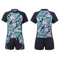 thumbnail image 7 of MSemis Girls Boys Floral Short Sleeve Rash Guard Swimsuit Set with UPF 50, 2-Piece, Sizes 4-16 Summer Lily Pink 12, 7 of 7