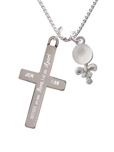Clear Frosted Baby Rattle I Set You Apart Cross Necklace by Delight and Co.