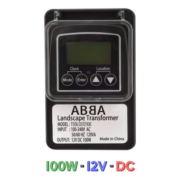 TSPDC100 DC 100W Digital 12V Low Voltage Transformer with Photocell & Timer