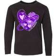 thumbnail image 3 of Inktastic Epilepsy Awareness Purple Ribbon Around Heart Long Sleeve Youth T-Shirt, 3 of 5