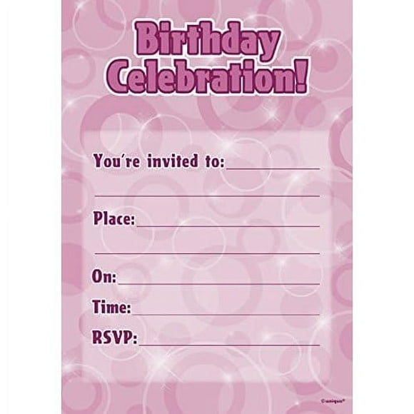 Unique Party Glitz Birthday Invitations (Pack of 8)