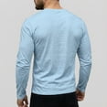 thumbnail image 4 of Domuza Mens Long Sleeve Crew Neck Tee Shirts Casual Cotton T-Shirts Tops Plain Tshirts for Men Trendy Work Shirt Top Light Blue 3XL, 4 of 7