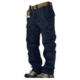 thumbnail image 2 of Dpytoraw Men's Cotton Pocket Overalls Long Pants Thick Pants Loose Wear Solid Color Pants, 2 of 5