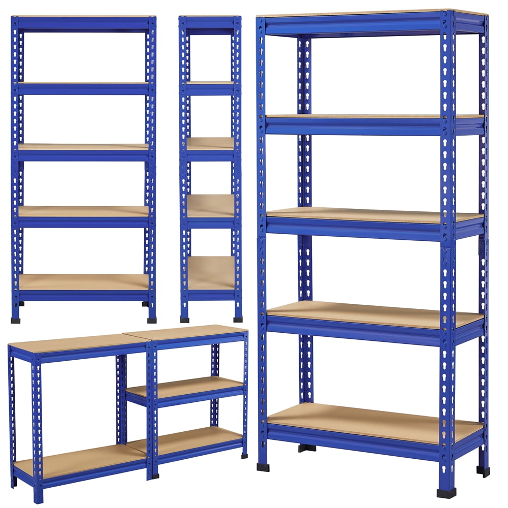 Alden Design 5-Shelf Boltless & Adjustable Steel Storage Shelf Unit, Blue, Holds up to 330 lb per Shelf