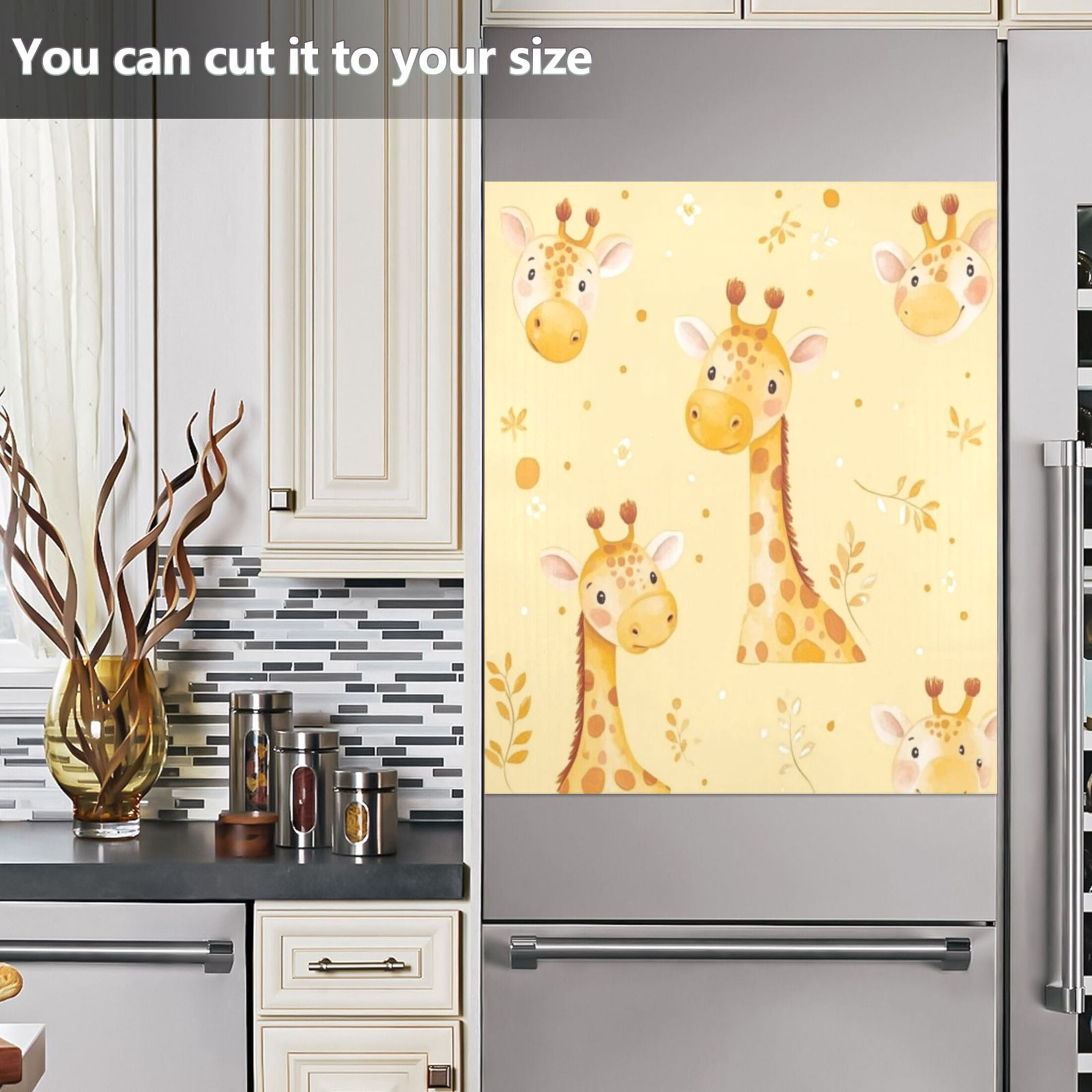 Dishwasher Magnetic Sticker 23x26 Inch Refrigerator Magnetic Sticker Washing Machine Magnetic Sticker Kitchen Panel Magnetic Sticker Home Decor Yellow Cartoon Giraffe