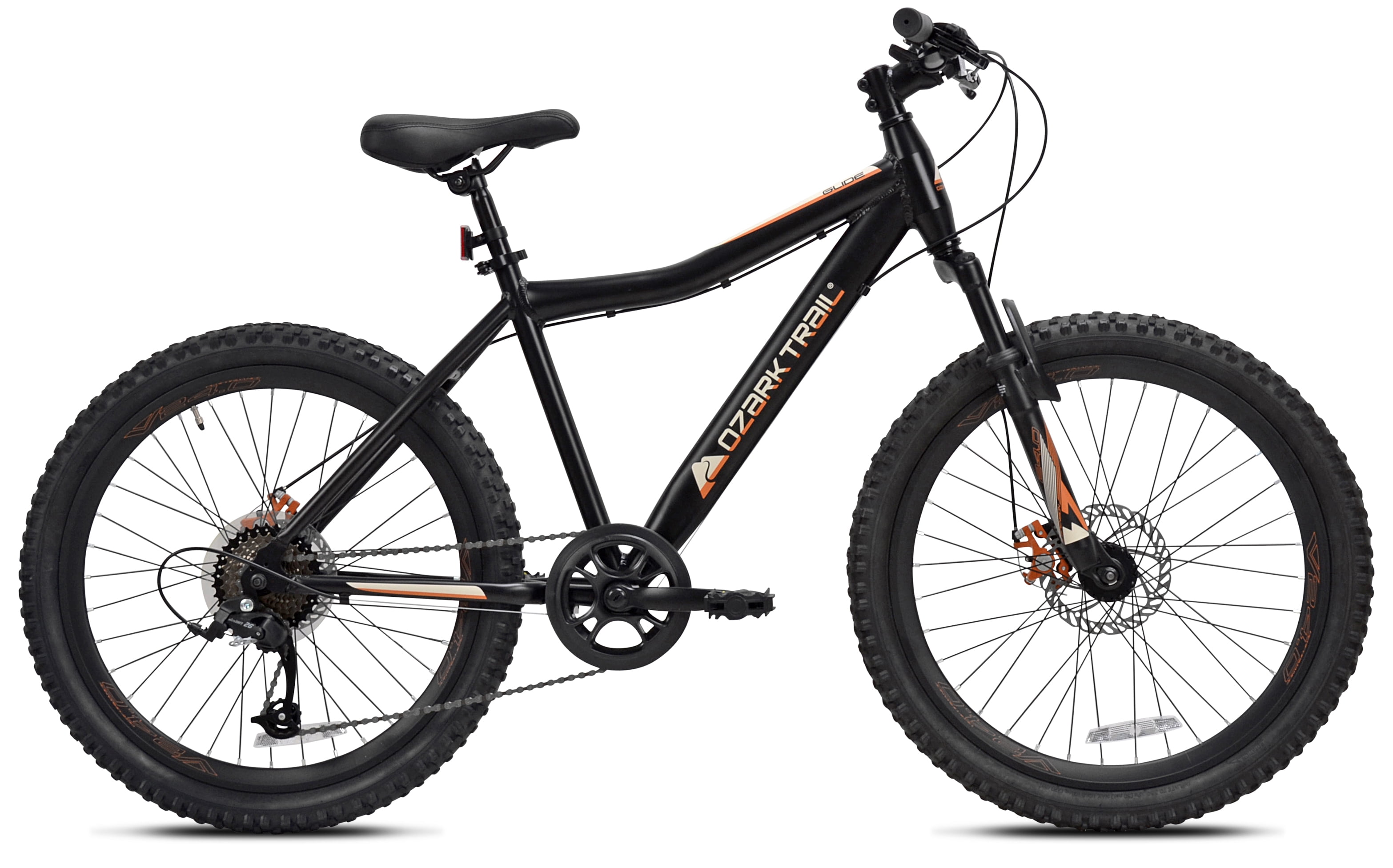 Ozark Trail 24 in. Youth Glide Aluminum Mountain Bicycle, 8 Speeds, Front Suspension, Black