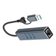 2 in 1 USB/USB-C 1Gbps Hub Docking Station USB to RJ45 1000Mbps Adapter ...