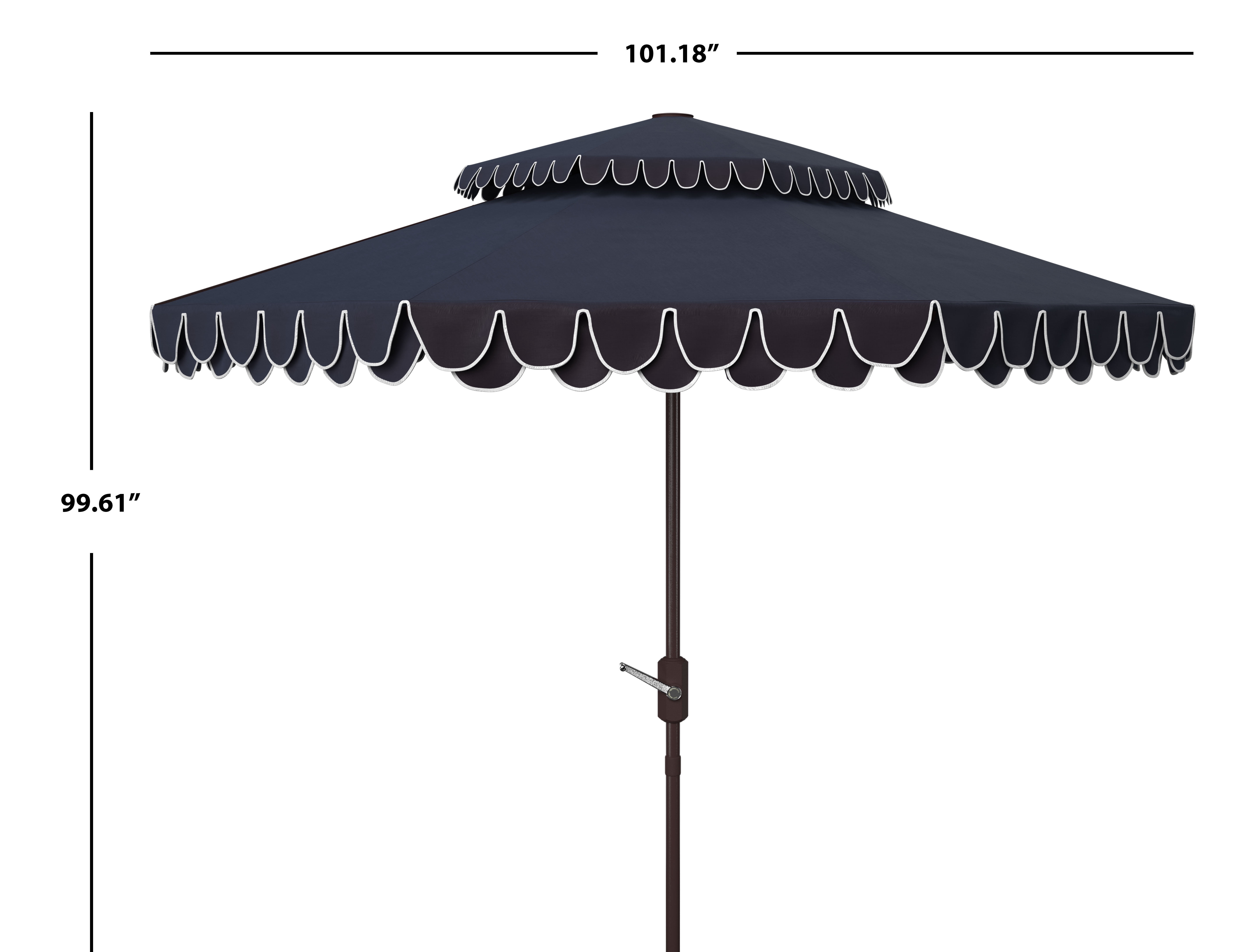 Safavieh Elegant, Height 99.61" Freestanding Navy/White Solid Print Round Market Patio Umbrella, UV Resistant