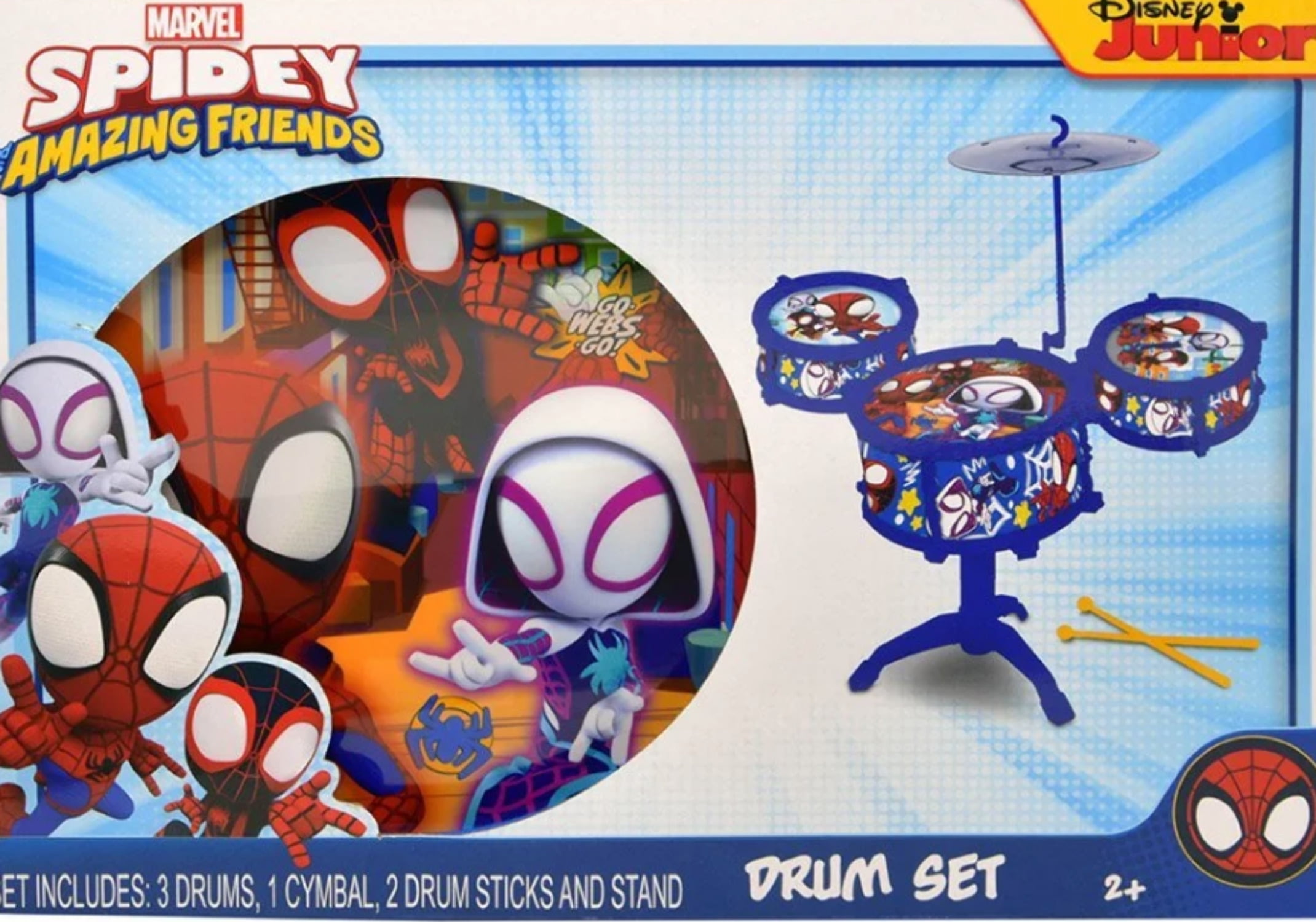 Marvel Spidey and His Amazing Friends Kids Drum Set – Musical Toy Drum Kit for Boys Girls, Complete Kids Percussion Set with Sticks, Educational Musical Instrument Toy for Early Learning and Fun