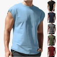 thumbnail image 6 of Lovskoo Shirts for Men Round Neck Cap Short Sleeve Summer Leisure Comfortable Trendy Loose Solid Color Thin Kam Shoulder T Shirt Vacation Beach Summer Tops Dark Gray, 6 of 6