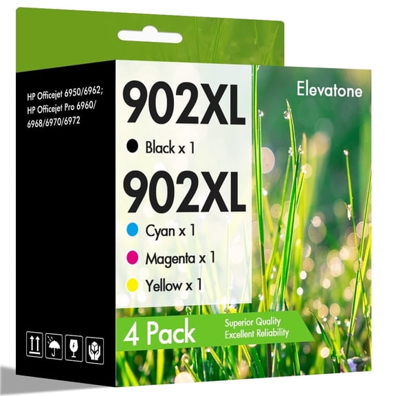 902 902XL Ink Cartridges Compatible for 902 902XL 4 Pack for OfficeJet Pro 6968 6978 6958 6970 6960 6962 6950 6968 6972 902 XL Printer (Black, Cyan, Magenta, Yellow)