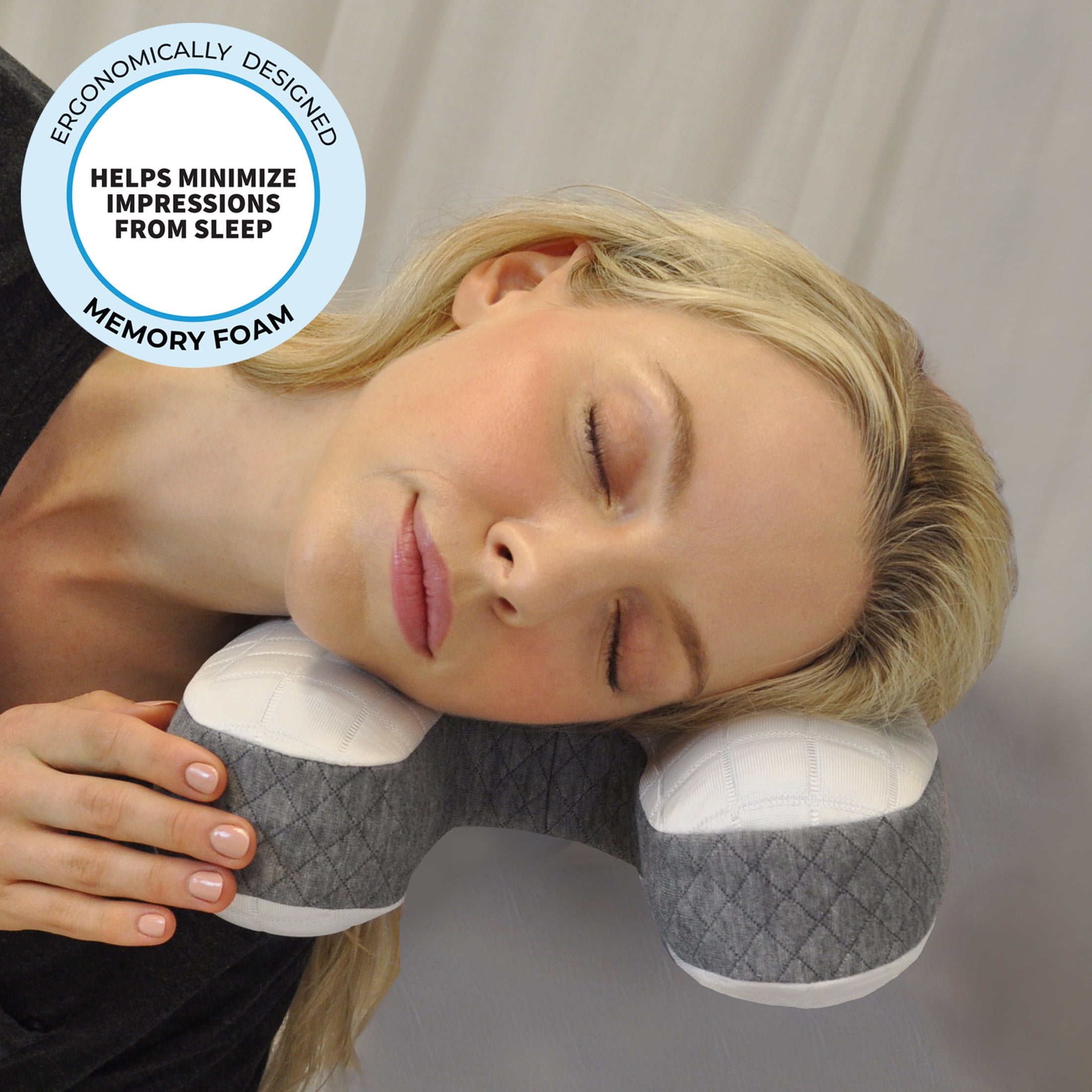 Wondertech Ergonomic Memory Foam Facial Pressure Relief Beauty Pillow with Cooling Cover