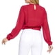 thumbnail image 3 of Blusa Para Mujer Juvenil Con Olanes En Delantero Corta Manga Larga Color Fiusha Casual 330727 rojo G, 3 of 5