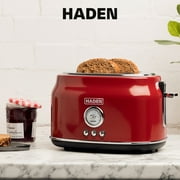HADEN Dorset 2-Slice Wide Slot Stainless Steel Retro Toaster, Red