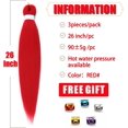 thumbnail image 2 of 66 cm Rojo 3 Paquetes Cabello Trenzado Preestirado Trenza Fácil Profesional Sin Picazón Fibra Sintética Trenzas de Ganchillo Extensiones de Cabello Textura Cabello Trenzado brillar Electrónica, 2 of 5