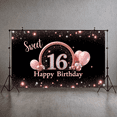 thumbnail image 5 of Pink Balloon Sweet Sixteen Birthday Banner Elegant Design Happy Birthday Decoration for Birthday Party Indoor Celebration, 5 of 7