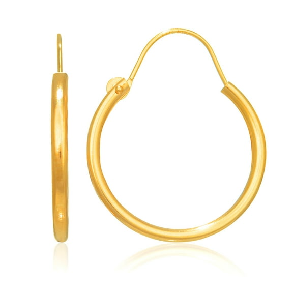 JewelStop 14k Yellow Gold U Wire Hoop 10mm 14mm 16mm Earrings