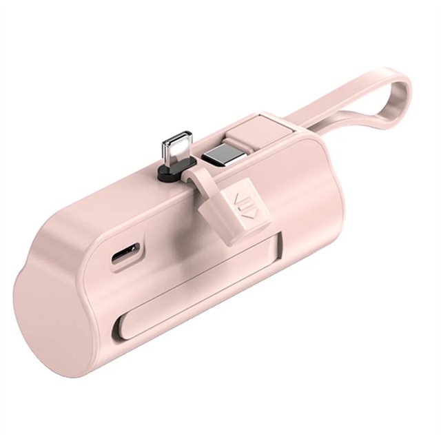 Capsule 5000mAh avec Ligne de Recharge, Banque de Poche, Urgence, Mini Portable Type-C et ipone 2 en 1, Incontournable de Voyage