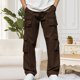 thumbnail image 5 of Pantalones largos para hombre, moda informal, cómodos, sólidos, con bolsillos, con cordón ajustable, pantalones regulares de poliéster para hombre., 5 of 7