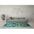 thumbnail image 3 of Ahgly Company Indoor Round Southwestern Turquoise Blue Country Area Rugs, 5' Round, 3 of 4
