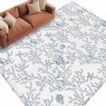 thumbnail image 2 of Summer Washable Living Room Rugs 5'x7', Retro Ocean Shell Starfish Conch Coral Low Pile Throw Large Area Rugs Non-Slip Sturdy Edge Binding Carpet for Dining Room Bedside Kitchen, 2 of 9