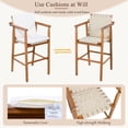 thumbnail image 3 of Outdoor Counter Height Bar Stools Chair Set of 2, Modern Patio Acacia Wooden Stools with Backrest Arm and Removable Cushions for Patio, Pool, Garden, 3 of 7