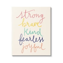 Stupell Industries Fearless Motivational Words Phrase Rainbow Calligraphy List Graphic Art Gallery Wrapped Canvas Print Wall Art, Design by Heather McLaughlin