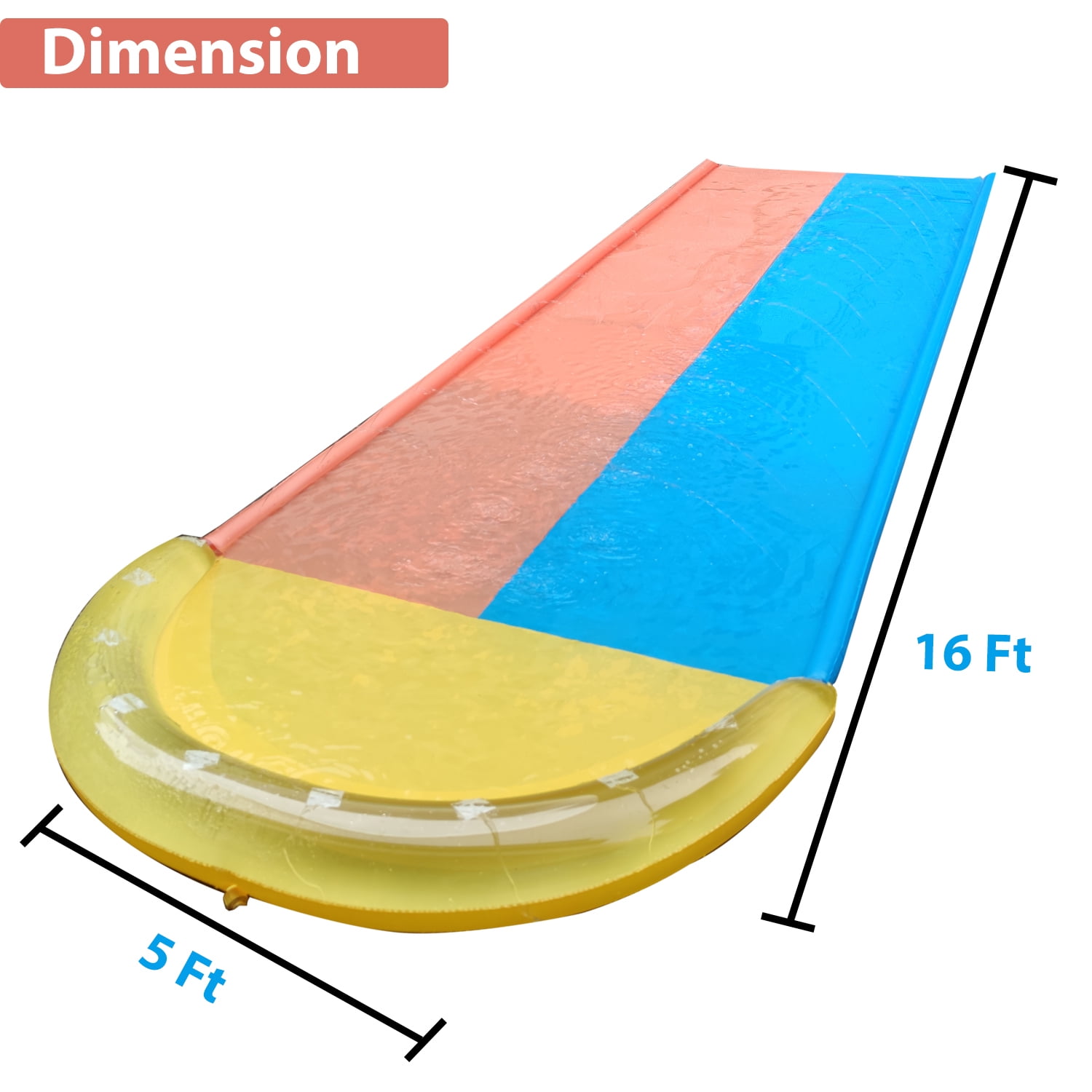DimpleChild Kids Lawn Water Slide with 2 Body Boards, PVC, 16 ft x 5 ft