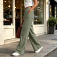 thumbnail image 5 of Pants for Womens High Waisted Straight Leg Pants Button Casual Relaxed Fit Fall Winter Trousers with Pockets, 5 of 7