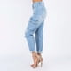 thumbnail image 5 of Pantalones Vaqueros de Bolsillo Con Cremallera Y Vendaje Con Agujeros Para Mujer, Pantalones Vaqueros Informales Acampanados de Pierna Ancha Odeerbi  ODB-6, 5 of 8