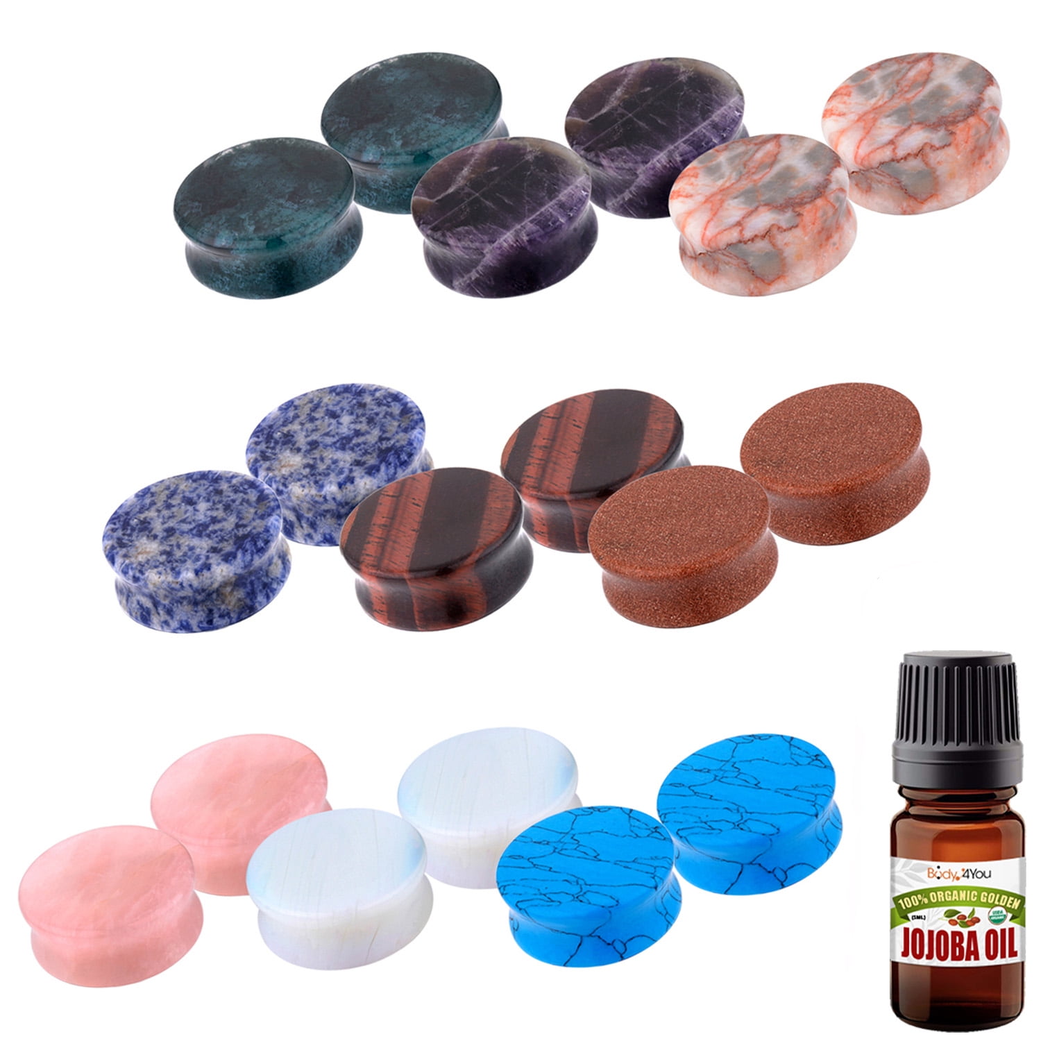 Organic Natural Opal Stone Ear Flesh Tunnels Plugs Saddle Double Flare Ear Gauge Organic Natural Opal Stone Ear Flesh Tunnels Plugs Saddle Double Flare Ear Gauge