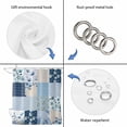 thumbnail image 3 of Blue Floral Shower Curtain Set - Standard 72" x 72" Washable Bathtub Curtain with 12 Hooks, Spring Flowers Plants Patchwork Grid Bohemia Waterproof Fabric Shower Curtains for Bathroom/Bathtub Décor, 3 of 6