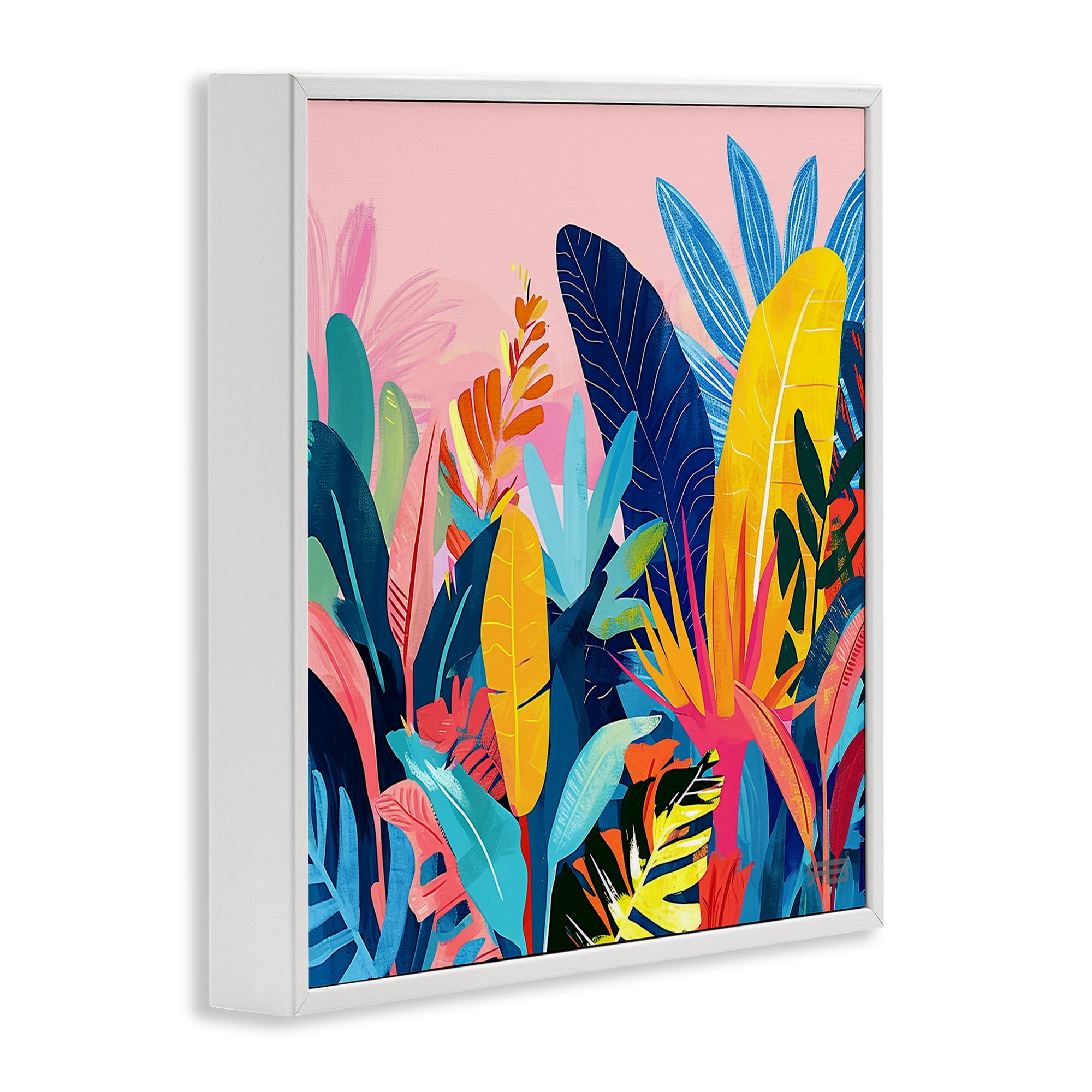 Stupell Industries Bold Tropical Jungle Leaves Botanical & Floral Painting White Framed Art Print Wall Art, 24 x 24