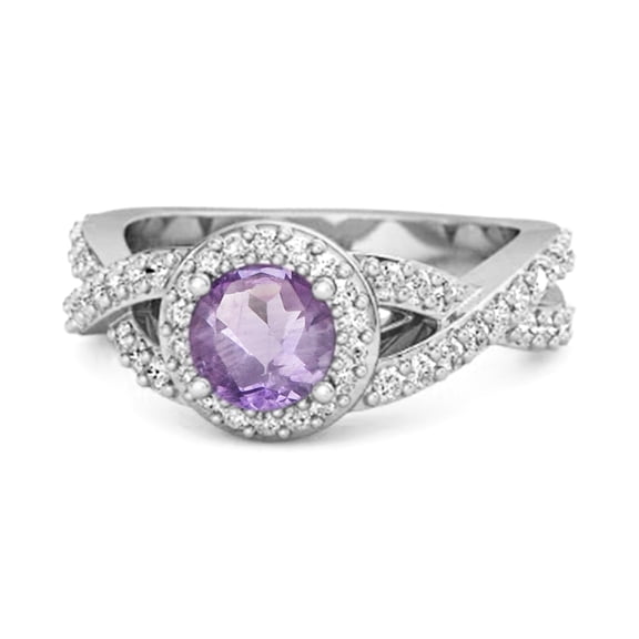 Solitaire Accents 3.37 Ct Amethyst 925 Sterling Silver Infinity Women's Mother's Day Gift Ring