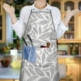 thumbnail image 6 of Light Grey Leaf Like Pattern Apron-Garden Aprons for Women with Pockets-Cotton Linen Waterproof Kitchen Cooking Gardening Aprons Adjustable for Kitchen,Cooking,BBQ and Salon 33x27 Inch, 6 of 7