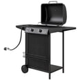 thumbnail image 1 of CoSoTower 2+1 Burner Propane Gas BBQ Grill, Portable Gas Barbecue Grill with Side Burner, Thermometer, Lid, Side Table, Shelf, Spice Rack, Wheels, Grease Cup for Garden, Black, 1 of 7