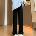 thumbnail image 4 of Wide Leg Sweatpants Women Women's Plush Wide Leg Pants With High Waistline Drape And Straight Tube Loose Fitting Casual Knitted Straight Tube Pants, 4 of 5