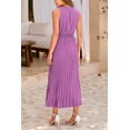 thumbnail image 3 of PRETTYGARDEN Women's Midi Summer Dresses Casual V Neck Swiss Dot Ruffle Sleeveless A Line Beach Sun Dress, 3 of 9