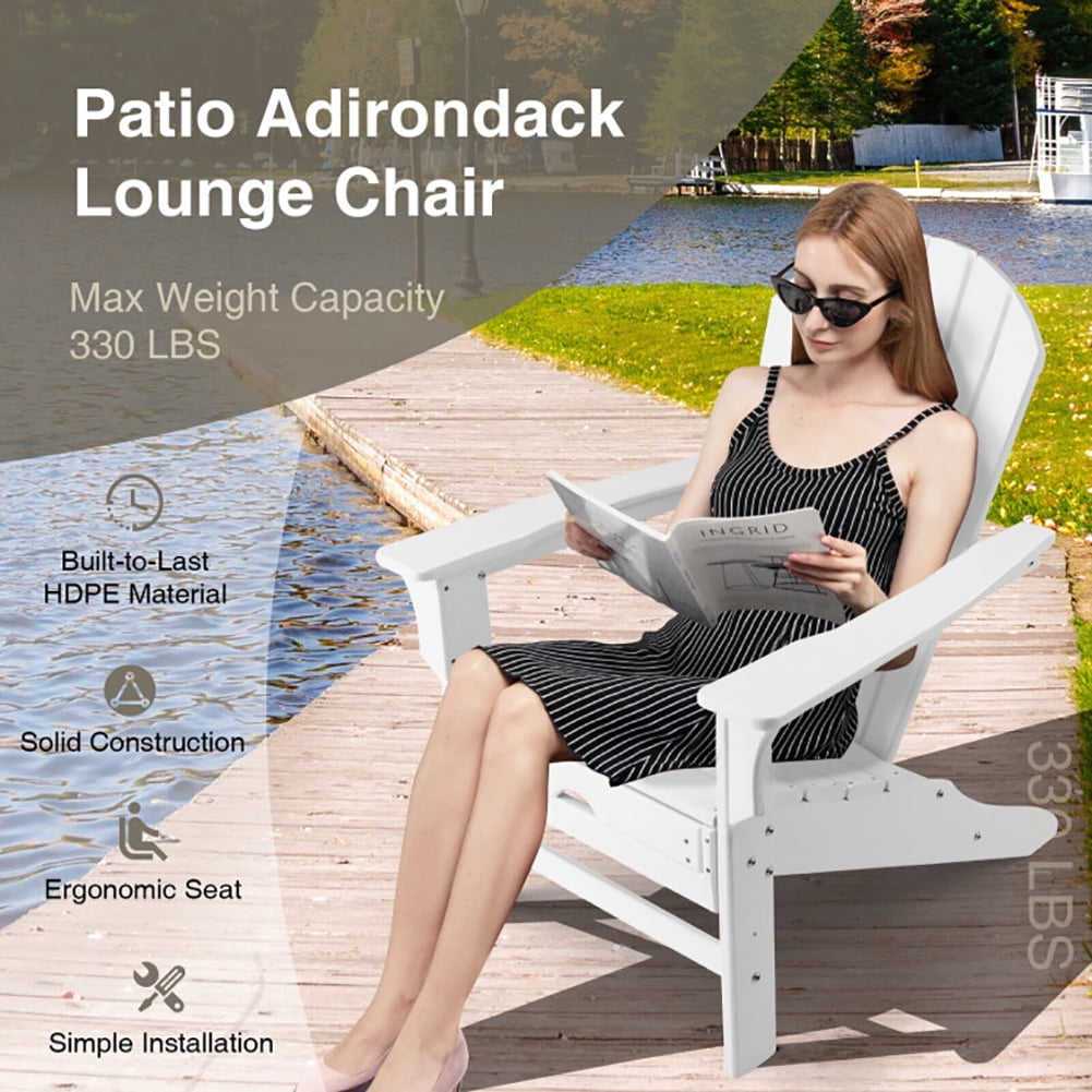 Aimee Lii Patio HDPE Chair with Retractable Ottoman, Outdoor Patio Furniture, White Aimee Lii Patio HDPE Chair with Retractable Ottoman, Outdoor Patio Furniture, White