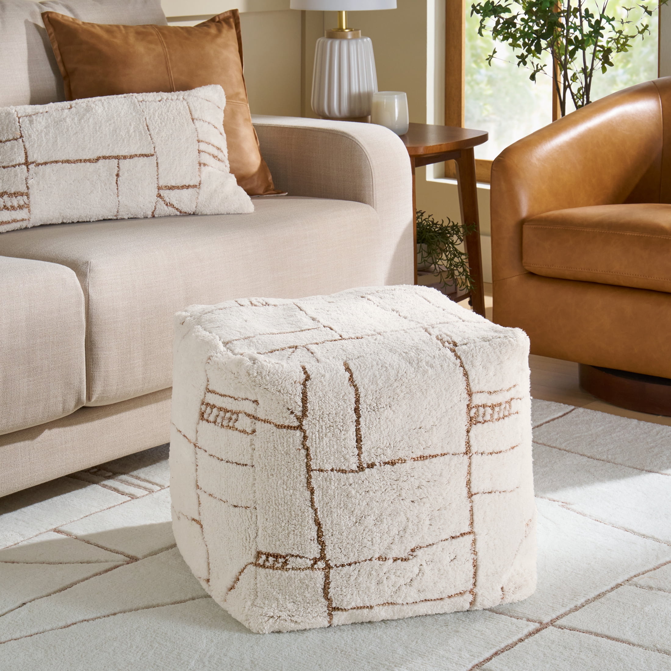 Better Homes & Gardens Dharra Organic Linework Pouf Cover