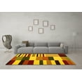 thumbnail image 3 of Ahgly Company Machine Washable Indoor Square Abstract Yellow Contemporary Area Rugs, 5' Square, 3 of 4