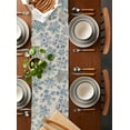 thumbnail image 2 of Blue Christmas Burlap-Cotton Table Runner 120 Inches Long,Xmas Snowflake Simple Retro Beige Farmhouse Table Runners,Outdoor Dining Tablecloths Decor for Baby Shower Party Wedding 13x120, 2 of 9