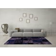 thumbnail image 3 of Ahgly Company Machine Washable Indoor Rectangle Patchwork Blue Transitional Area Rugs, 7' x 10', 3 of 4
