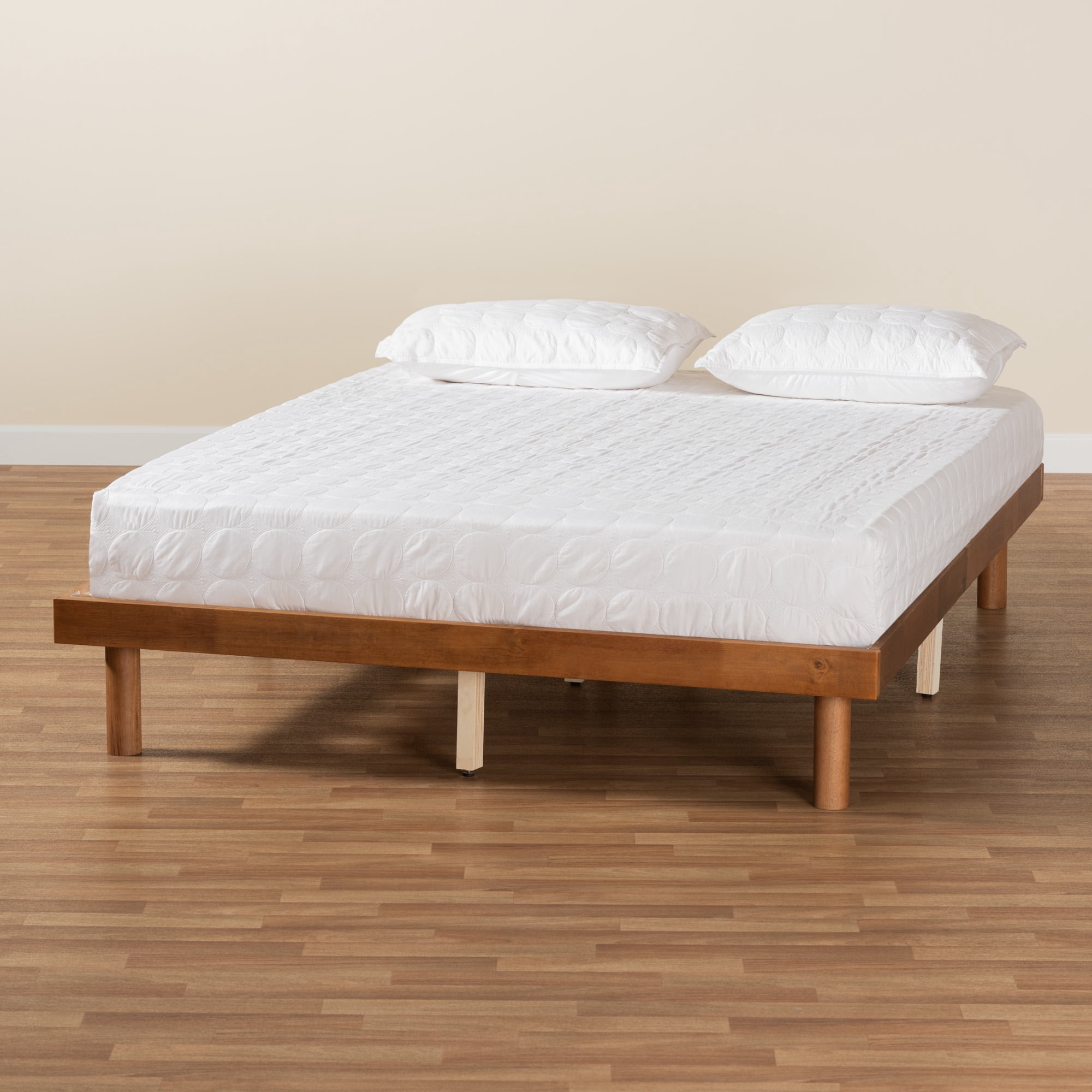 Baxton Studio 12.80" Winston Mid-Century Modern Platform Bed Frame, Queen