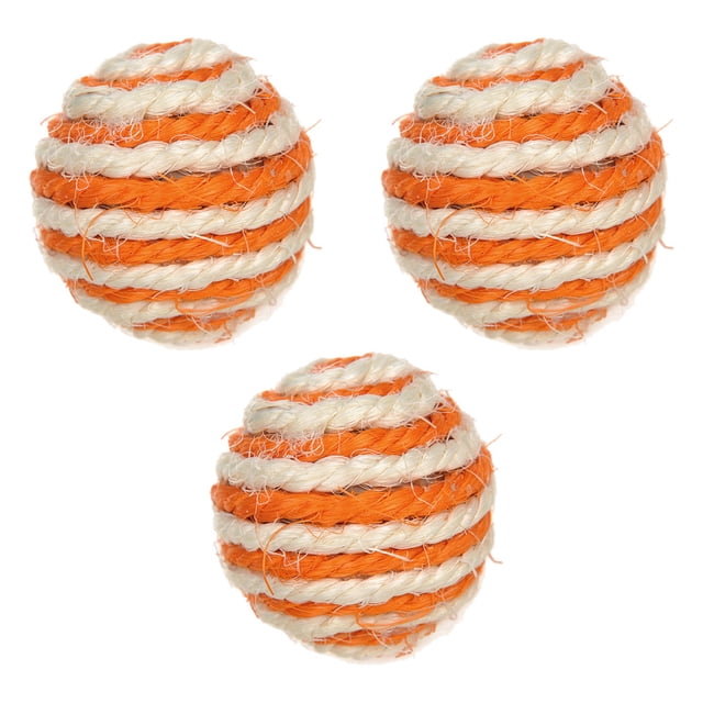 Bola tejida del sisal del juguete del gato del juguete de la bola de la cuerda de las lanas 3PCS