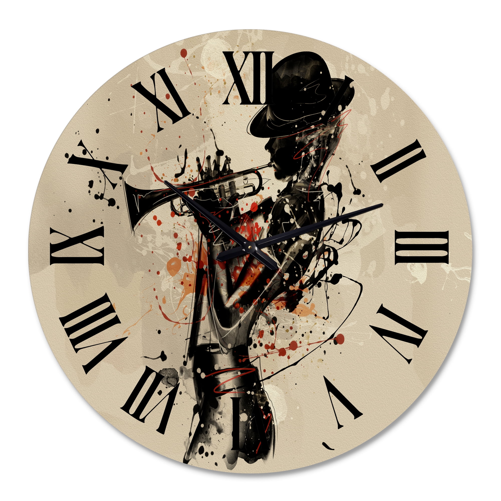 Designart 'Woman Playing Jazz Trumpet' Modern Wall Clock