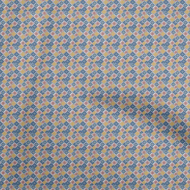 oneOone Velvet Medium Blue Fabric Asian Kilim Sewing Craft Projects Fabric Prints By Yard 58 Inch Wide