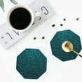 thumbnail image 4 of KLL Navy blue sparkling Drink Coasters Set of 4,PU Leather Absorbent Coasters Set Decorative Coffee Cup Coasters Housewarming Gift for Home Decor-Octagon, 4 of 6