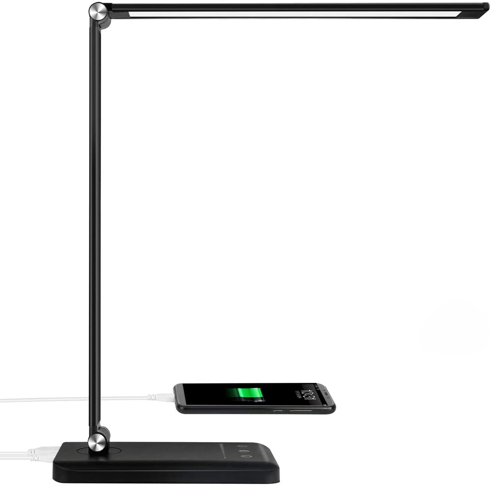 LED Desk Lamp Table Lamp Reading Lamp with USB Charging Port 5 Lighting Modes 5 Brightness Levels Sensitive Control 30/60 min Auto Timer Black Eye-Caring Office Lamp 